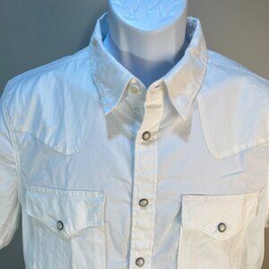 Tecovas Men's solid white short sleeve western pearl snap shirt Medium M